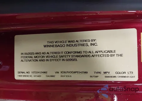 2023 Ram Promaster 2500 High Roof 159 Wb z USA, uszkodzony, nr VIN 3C6LRVDG8PE542589